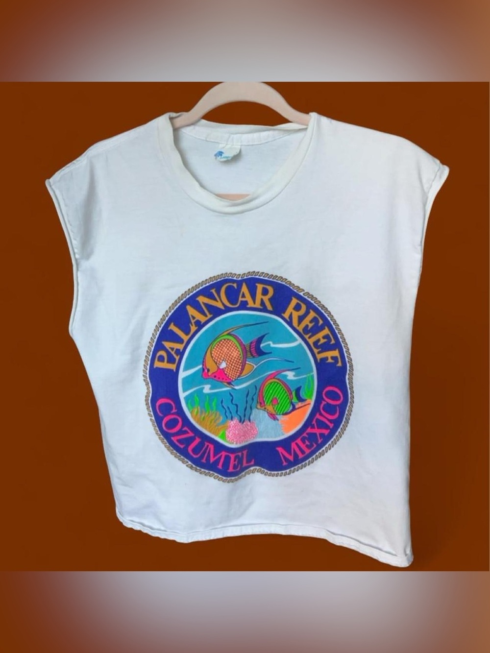 Kids White Graphic Tank Top with Palancar Reef Cozumel Mexico Art